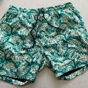 Kulani Kinis Teal & White Tie-Dye Swim Trunks
